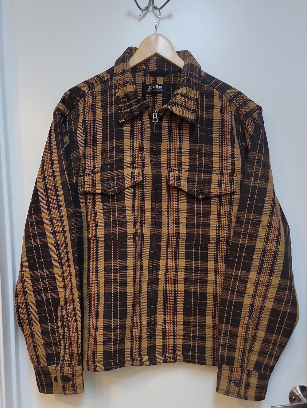 Bespoke Post| Line Of Trade |Men's Brown Plaid Workshirt Jacket - Picture 2 of 12